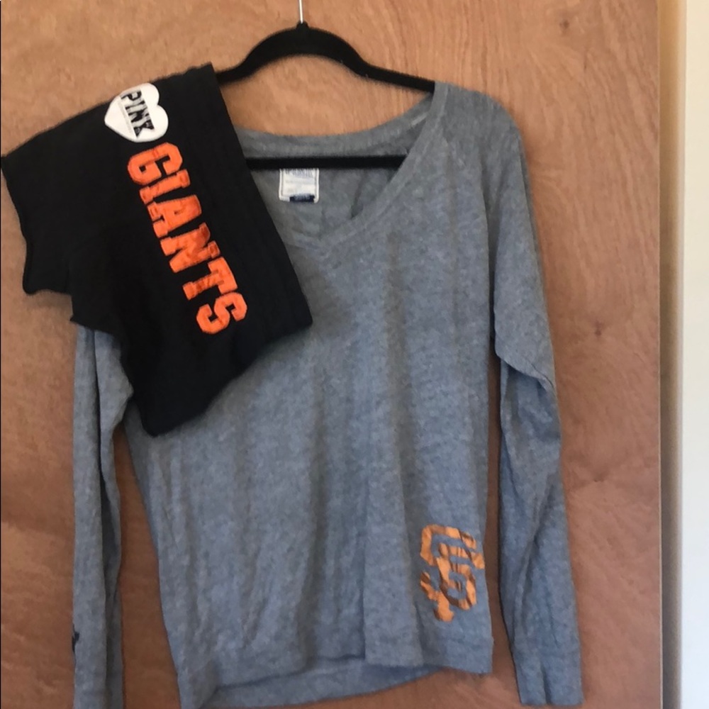 VS PINK SF Giants Long-Sleeve Tee and Shorts